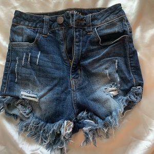 Fashion Nova Distressed Denim High Waisted Shorts - Size 1